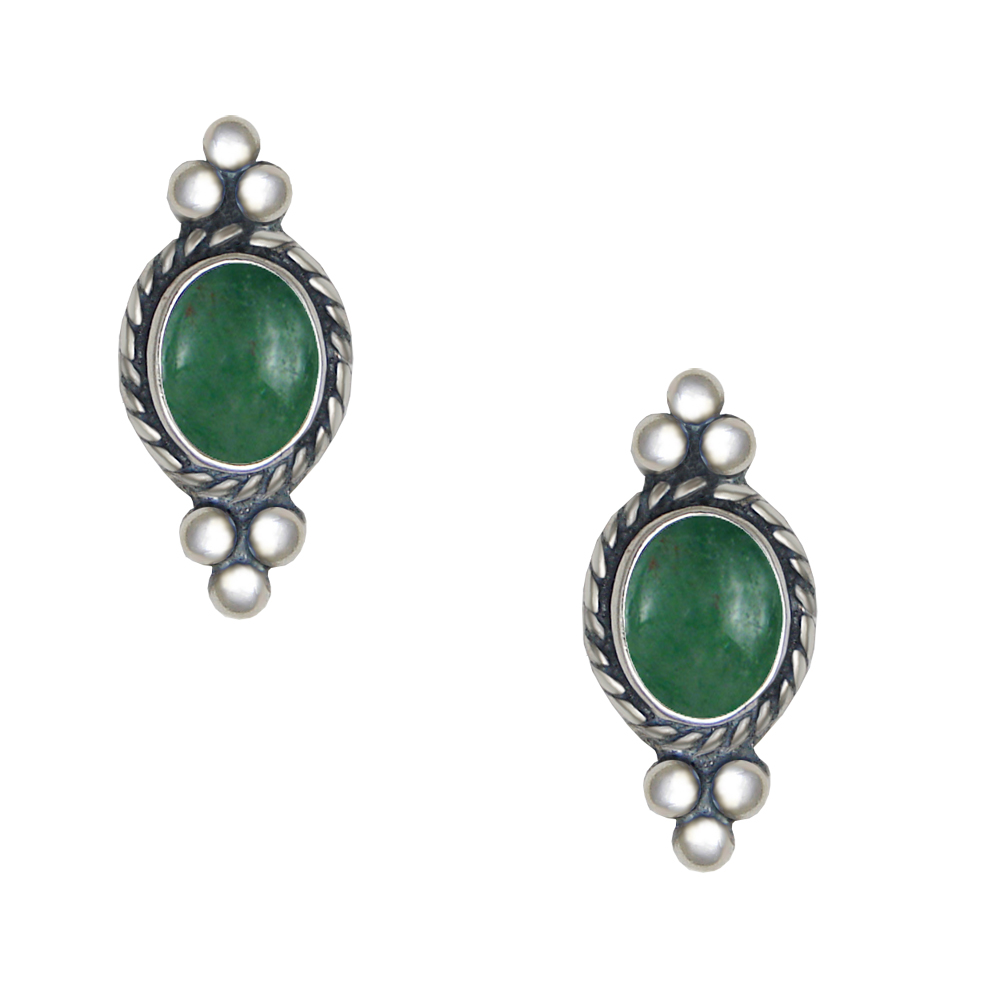 Sterling Silver Jade Post Stud Earrings